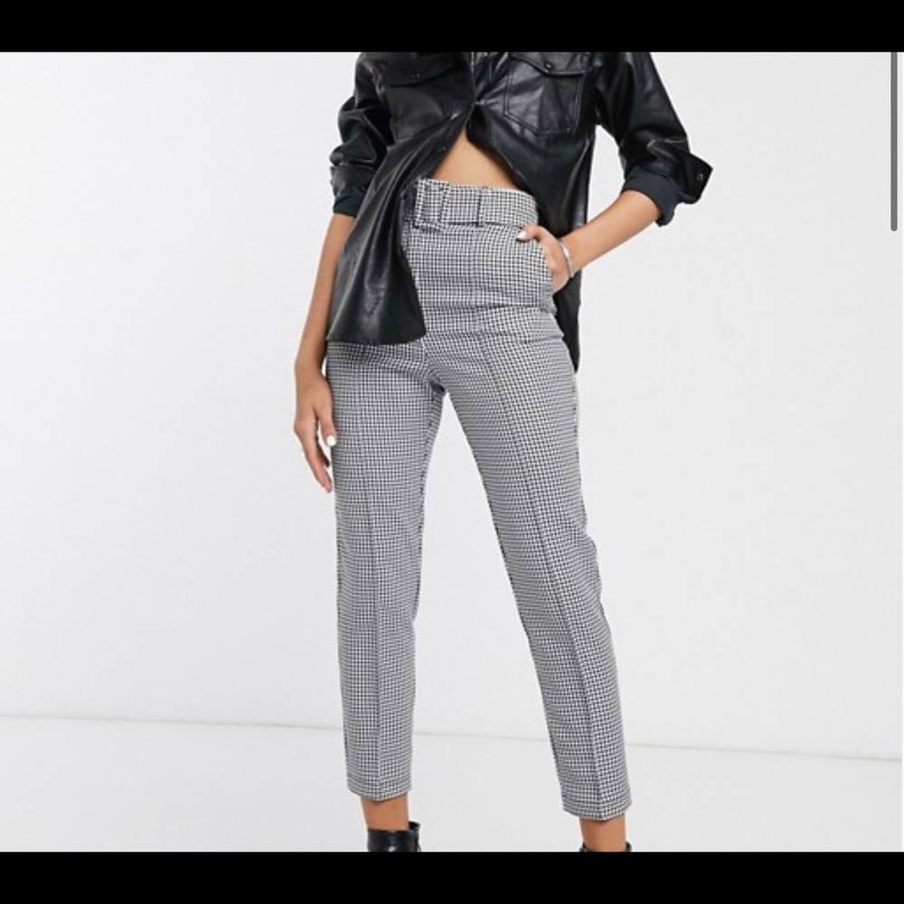 Checkered Pants with Belt